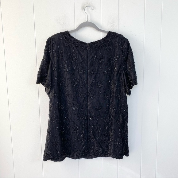 Candlelight & Champagne Black Beaded & Lace Cocktail Evening Top Plus Size 20W - Picture 2 of 16